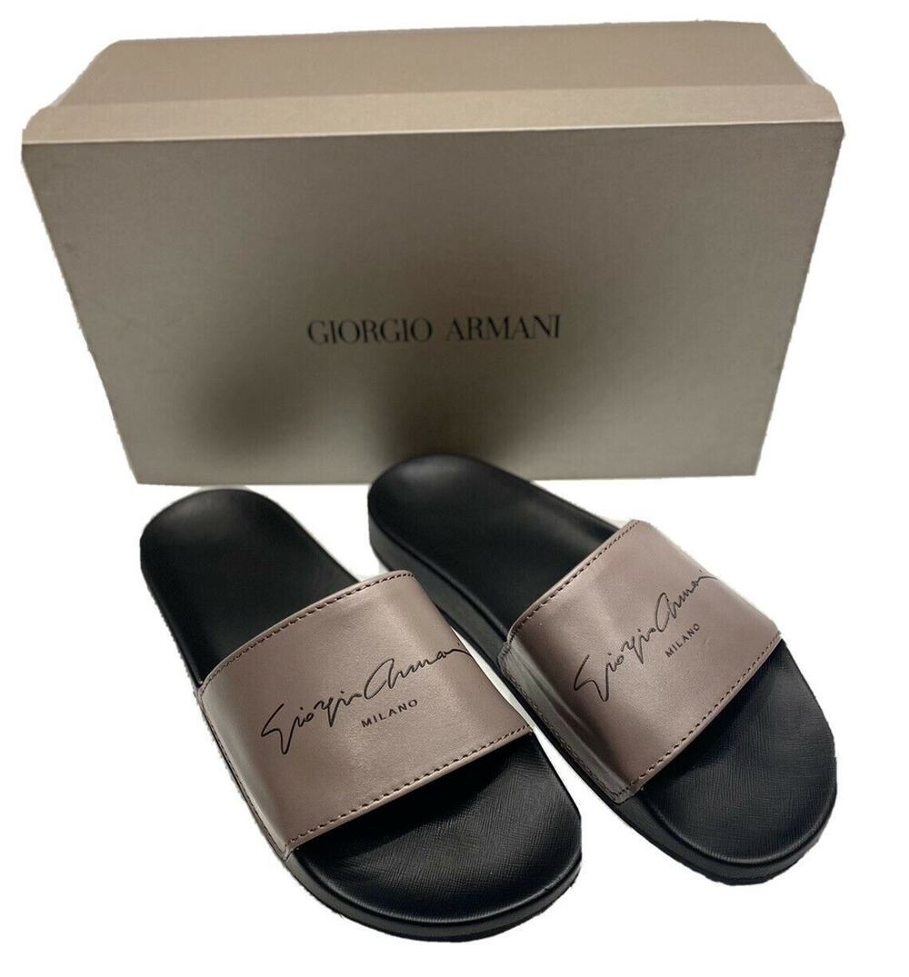 Giorgio Armani Men's Rubber Gray/Black Sandals 6.5 US (39 Eu) IT X2P069 NIB $295